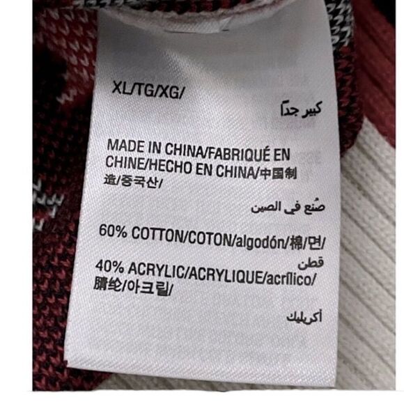 Charter Club Mock Neck Snowflake Pullover Sweater Size XL Ivory Blue and Red - Picture 6 of 7